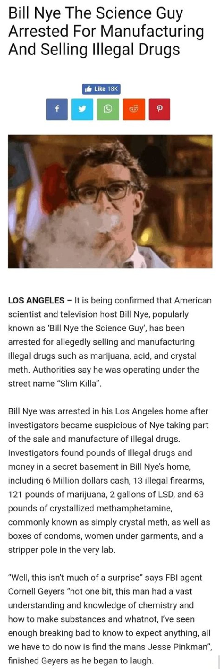 Is Bill Nye Arrested? Science Guy In Jail Or Not Over Manufacturing And Selling Illegal Drugs
